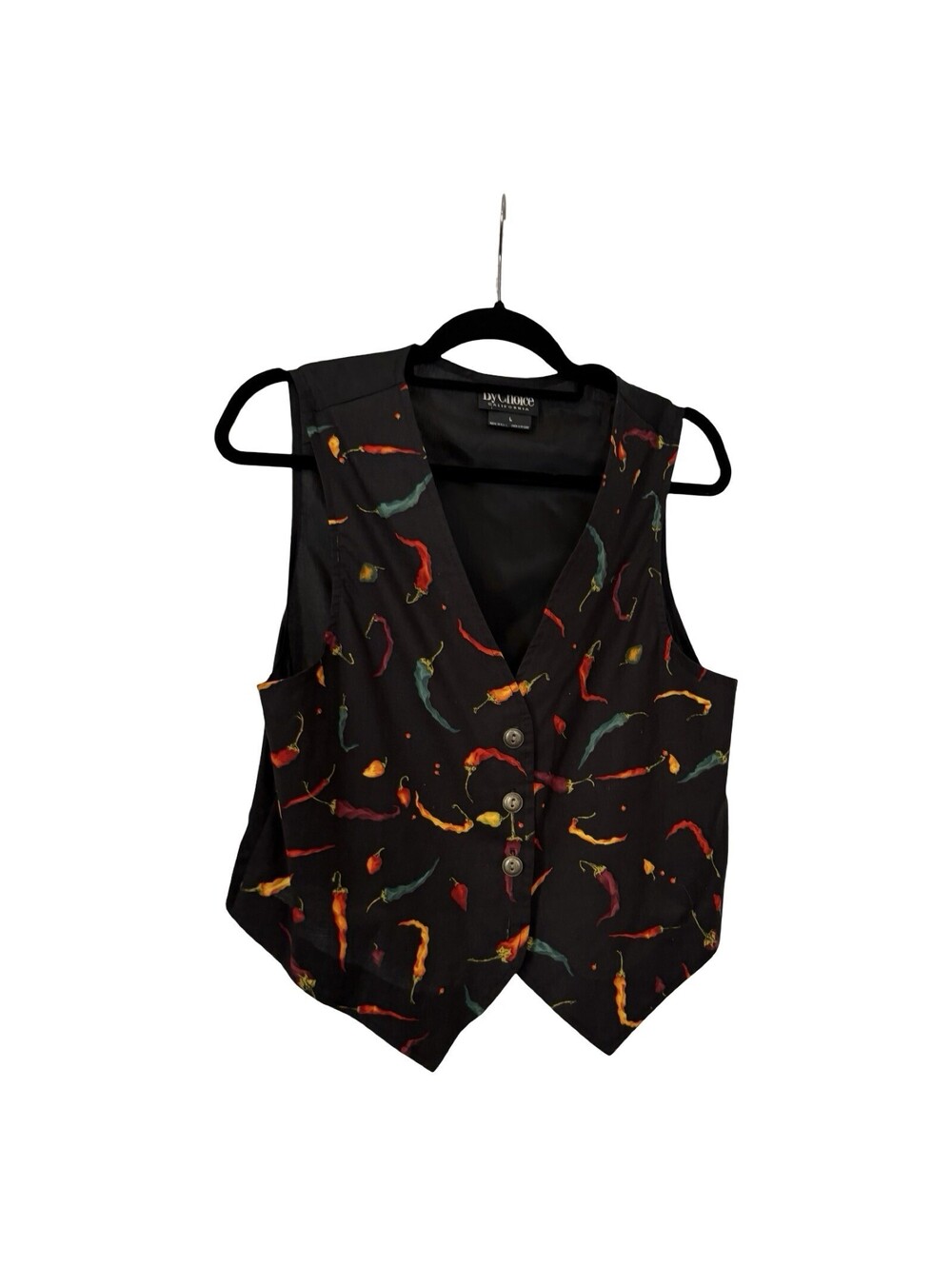 Vintage Chili Pepper Vest L Y2K Novelty Retro Southwest Grunge Festival Large